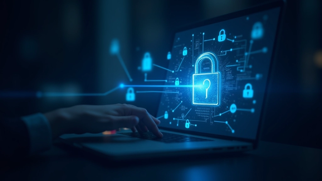 VPN encryption visualization with secure tunnel and lock symbols